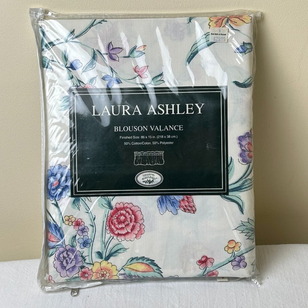 Laura Ashley CHINESE SILK PATTERN Blouson Valance 86”x15” Cotton Blend NEW